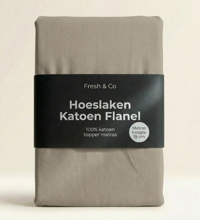 Topper Hoeslaken - Katoen Flanel - Truffel