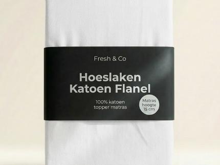 Topper Hoeslaken Katoen Flanel - Wit