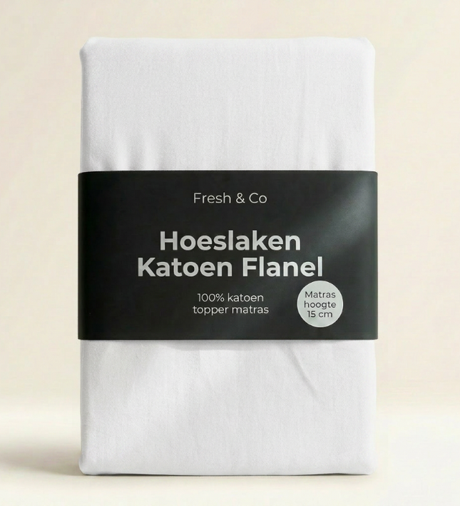 Topper Hoeslaken Katoen Flanel - Wit