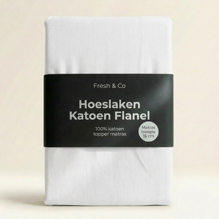 Topper Hoeslaken Katoen Flanel - Wit