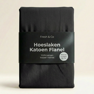 Topper Hoeslaken - Katoen Flanel - Zwart