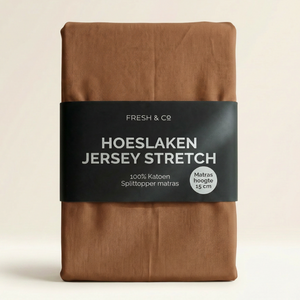 Splittopper Hoeslaken - Katoen Jersey Stretch - Cognac