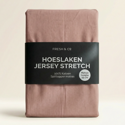 Splittopper Hoeslaken - Katoen Jersey Stretch - Terra