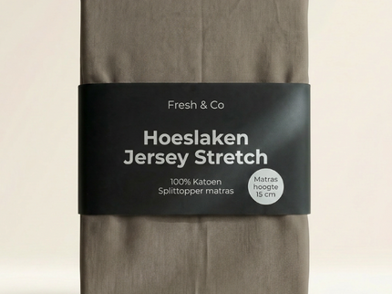 Splittopper Hoeslaken - Katoen Jersey Stretch - Truffel