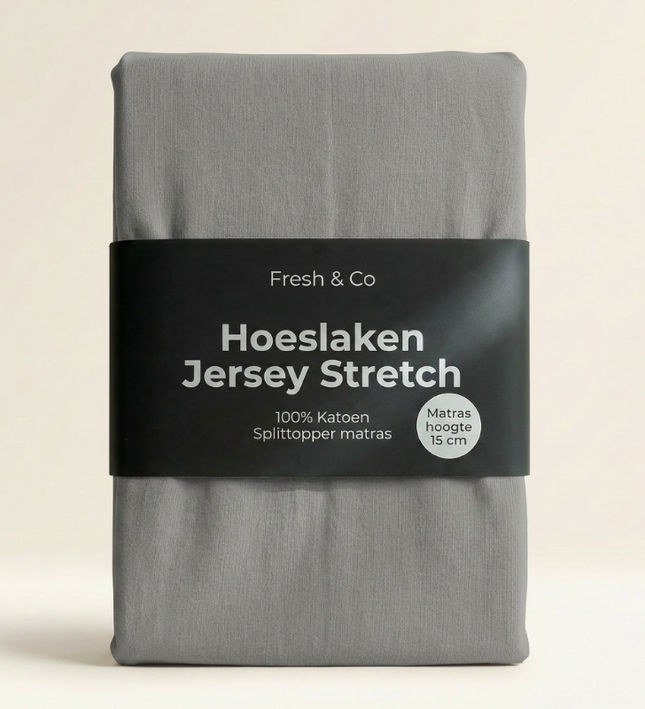 Splittopper Hoeslaken - Katoen Jersey Stretch - Lichtgrijs
