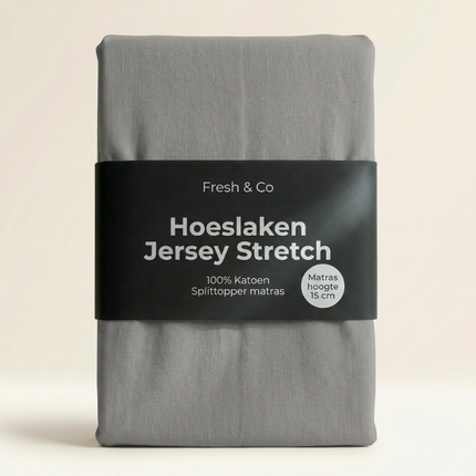 Splittopper Hoeslaken - Katoen Jersey Stretch - Lichtgrijs