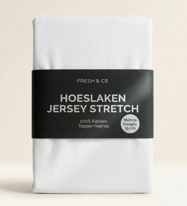 Topper Hoeslaken - Katoen Jersey Stretch - Wit
