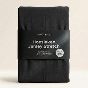 Splittopper Hoeslaken - Katoen Jersey Stretch - Zwart
