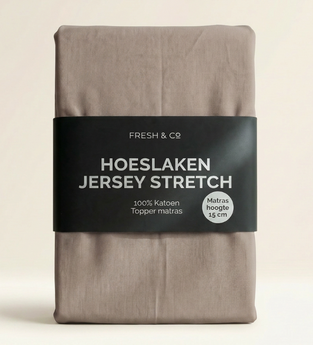 Topper Hoeslaken - Katoen Jersey Stretch - Taupe