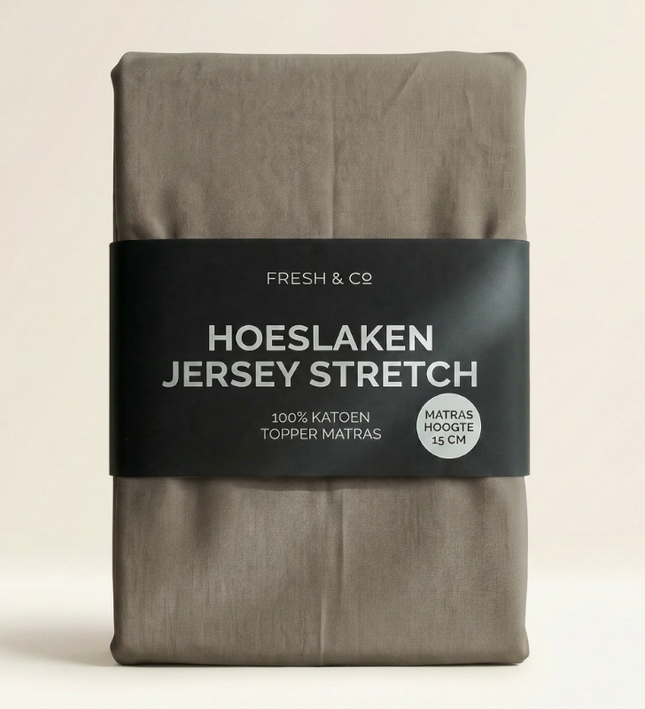 Topper Hoeslaken - Katoen Jersey Stretch - Truffel