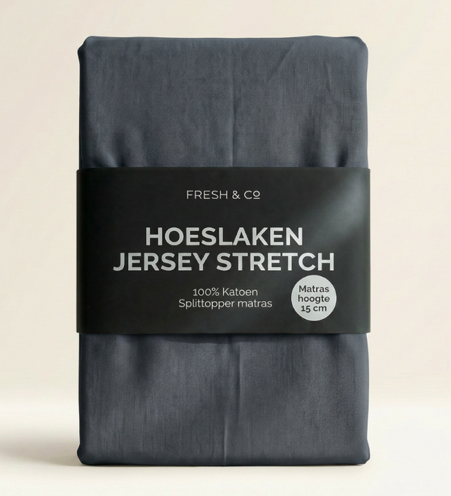 Splittopper Hoeslaken - Katoen Jersey Stretch - Navy