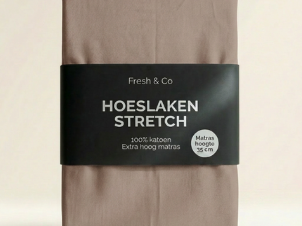 Hoeslaken - Katoen Jersey Stretch - Extra Hoog - Taupe