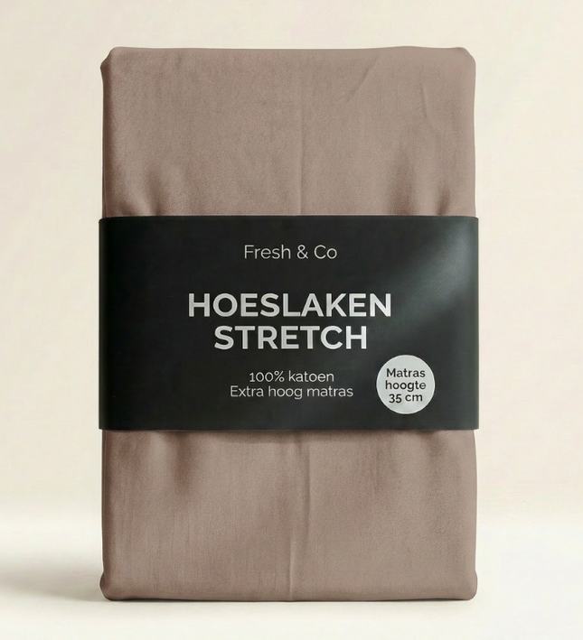 Hoeslaken - Katoen Jersey Stretch - Extra Hoog - Taupe