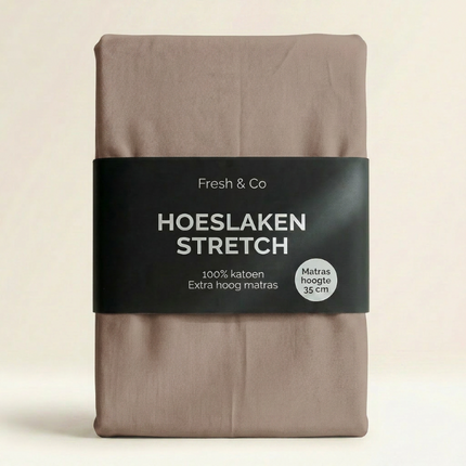 Hoeslaken - Katoen Jersey Stretch - Extra Hoog - Taupe