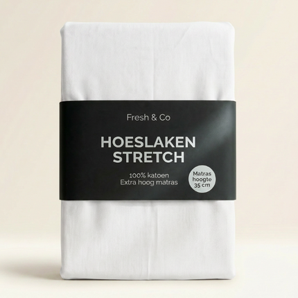 Hoeslaken - Katoen Jersey Stretch - Extra Hoog - Wit