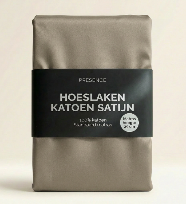Hoeslaken - Katoen Satijn - Truffel