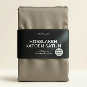 Hoeslaken - Katoen Satijn - Truffel