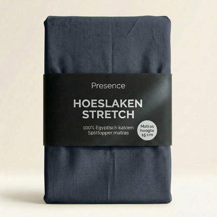 Splittopper Hoeslaken - Egyptisch Katoen Stretch - Navy