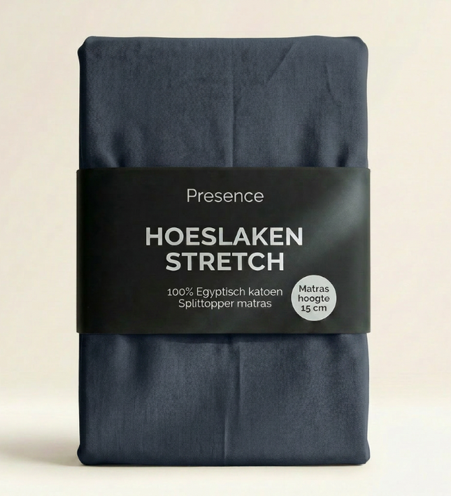 Splittopper Hoeslaken - Egyptisch Katoen Stretch - Navy
