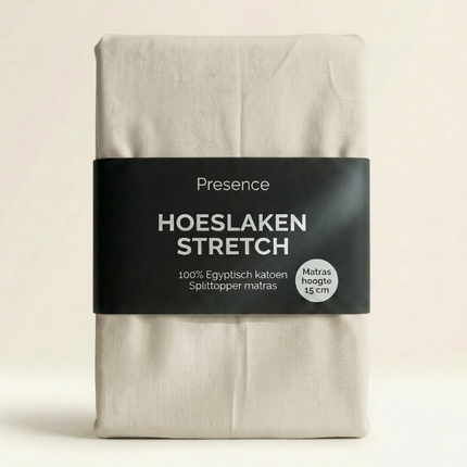 Splittopper Hoeslaken - Egyptisch Katoen Stretch - Crème