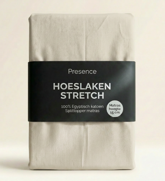 Splittopper Hoeslaken - Egyptisch Katoen Stretch - Crème