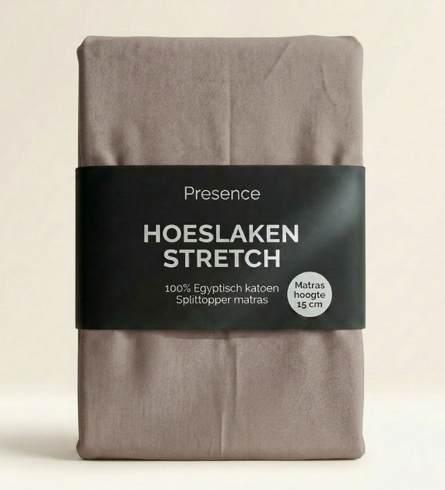 Splittopper Hoeslaken - Egyptisch Katoen Stretch - Taupe