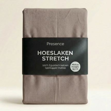 Splittopper Hoeslaken - Egyptisch Katoen Stretch - Taupe