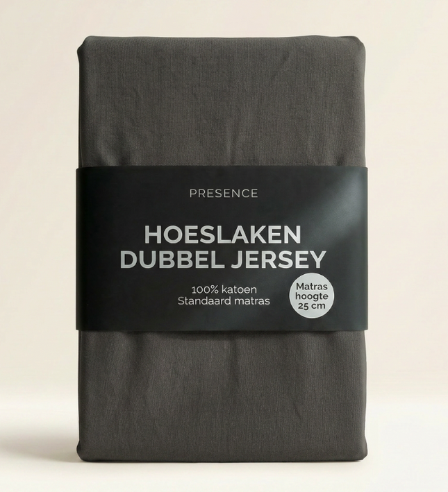 Hoeslaken - Katoen Dubbel Jersey - Antraciet