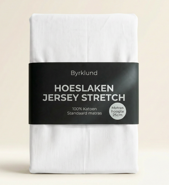 Hoeslaken Katoen - Jersey Stretch - Wit