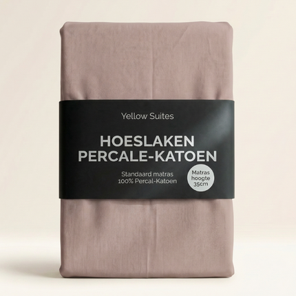 Hoeslaken percale katoen oud roze