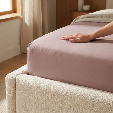 Hoeslaken percale katoen oud roze