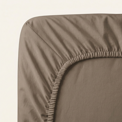 Hoeslaken percale katoen zand