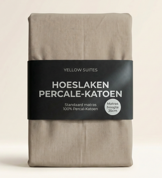 Hoeslakens-Percale-Katoen-Zand