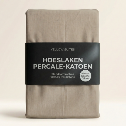 Hoeslakens-Percale-Katoen-Zand