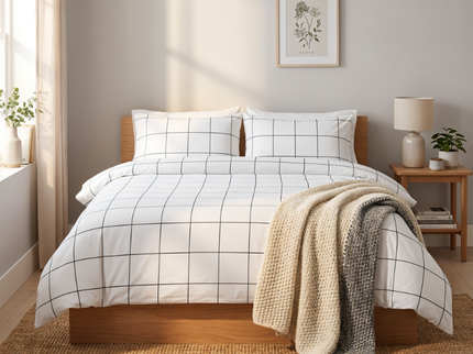 Dekbedovertrek Percale Katoen - Squared Wit