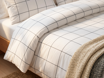 Dekbedovertrek Percale Katoen - Squared Wit