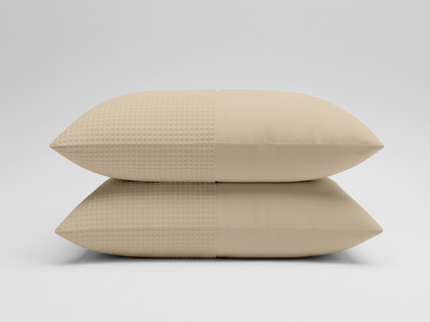 2-PACK Kussenslopen Waffle - Zand