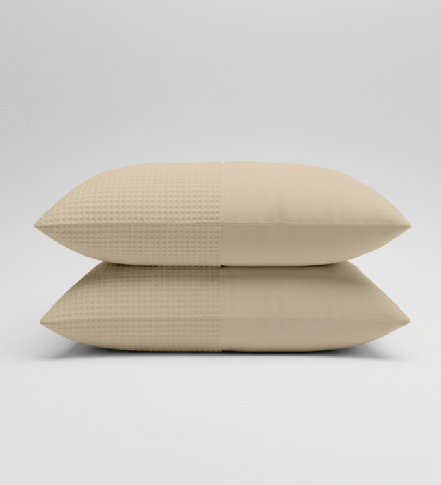 2-PACK Kussenslopen Waffle - Zand