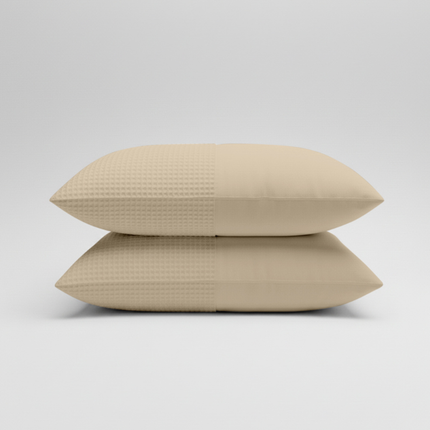 2-PACK Kussenslopen Waffle - Zand