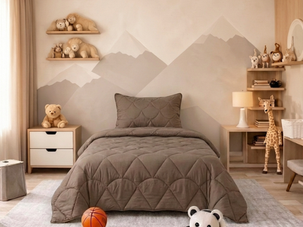 Kids Lazy Dekbed Zonder Overtrek - Velvet - Taupe/Bruin