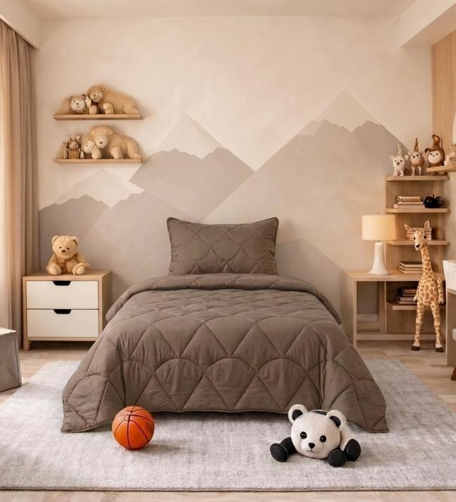 Kids Lazy Dekbed Zonder Overtrek - Velvet - Taupe/Bruin