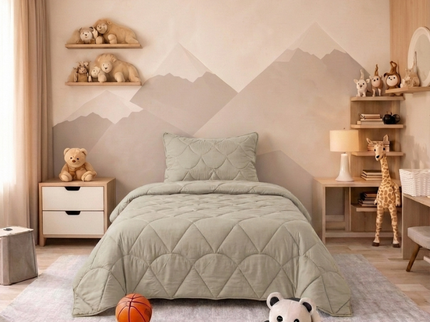 Kids Lazy Dekbed Zonder Overtrek - Velvet - Taupe/Grijs