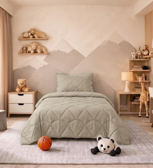 Kids Lazy Dekbed Zonder Overtrek - Velvet - Taupe/Grijs