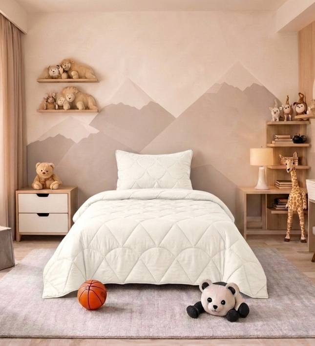 Kids Lazy Dekbed Zonder Overtrek - Velvet - Beige/Off White