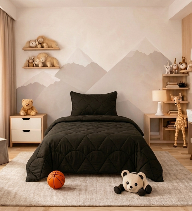 Kids Lazy Dekbed Zonder Overtrek - Velvet - Zwart