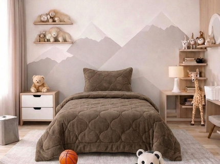 Kids Lazy Dekbed Zonder Overtrek - Teddy - Taupe/Bruin