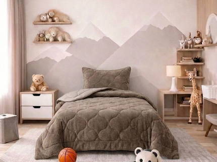 Kids Lazy Dekbed Zonder Overtrek - Teddy - Taupe/Grijs