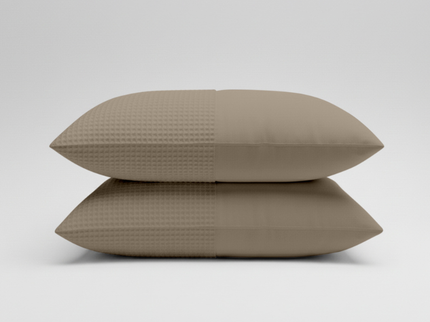 2-PACK Kussenslopen Waffle - Taupe