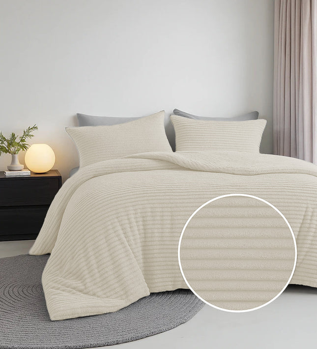 Dekbedovertrek Teddy Rib - Creme/Off White