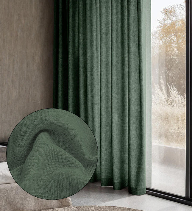 Gordijnen met Linnen Look - Ringen - Groen